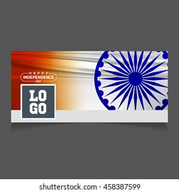 Abstract Indian Flag with blue wheel. Happy Independence Day India Banner. India Covers
