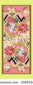 Abstract indian floral art dupattas colorful pattern contemporary art
