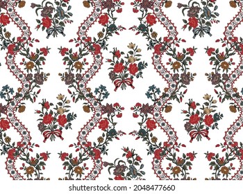 Abstract Indian Floral Design, Persian Motifs, Tribal Vector Texture.
