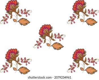 Abstract Indian floral design, Persian motifs, tribal vector texture. Abstract vector flower on white background