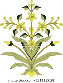 Abstract Indian floral design, Persian motifs, tribal vector texture. Abstract vector flower on white background