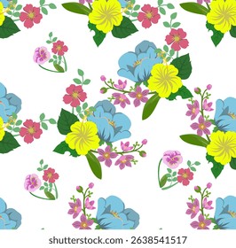 Abstract Indian Flowers Seamless vectors