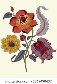 Abstract Indian hand drawn floral design