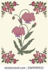 Abstract Indian hand drawn floral design