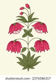 Abstract Indian hand drawn floral design