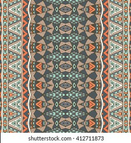 Abstract  indian mosaic motif seamless pattern. Bohemian Geometric print