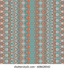Abstract indian mosaic motif seamless pattern. Bohemian Geometric print