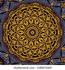 Abstract Indian pattern with colorful mandala vector template for textile carpet