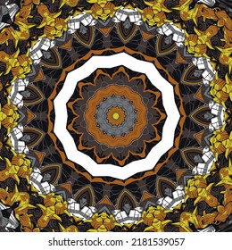 Abstract indian pattern with mandalas vector red background colorful template for textile carpet