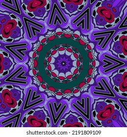 Abstract indian pattern with mandalas vector red background colorful template for textile carpet