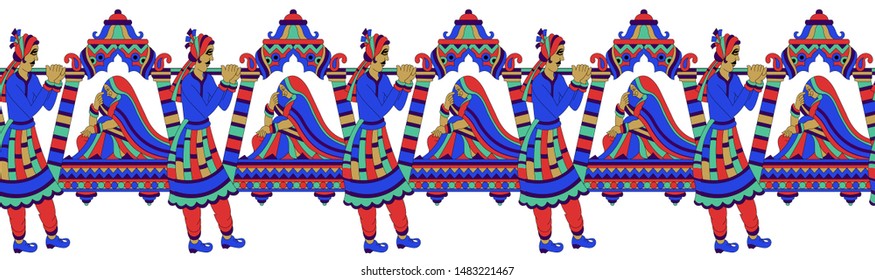 Abstract Indian traditional border pattern with white background