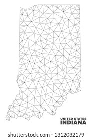 Abstract Indiana State map isolated on a white background. Triangular mesh model in black color of Indiana State map. Polygonal geographic scheme designed for political illustrations.