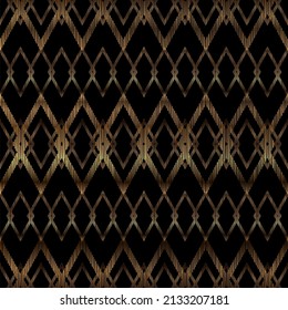 Abstract Indie Tribal Rhombus Pattern Background in Gold and Black Color