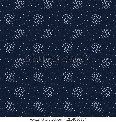 Abstract Indigo Blue Polka Dots Seamless Vector Pattern, Hand Drawn Grungy Geometric Circles Illustration for Trendy Home Decor, Masculine Fashion Prints, Wallpaper, Textiles. Gift Wrap Background.