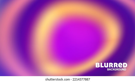 Abstract indigo and electric violet background with deep blush and yellow orange blurred rings. Saturated vector graphic pattern
