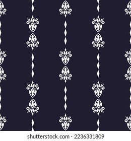 Abstract Indigo navy blue geometric traditional ethnic pattern Ikat seamless pattern abstract design for fabric print cloth dress carpet curtains and sarong Aztec African Indian Indonesian 