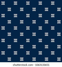 Abstract indigo shibori seamless vector pattern with white print mosaic