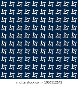 Abstract indigo shibori seamless vector pattern with white print mosaic