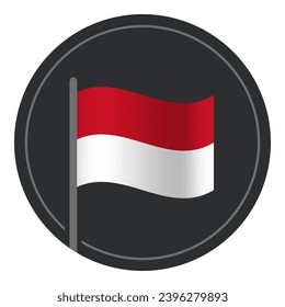 Abstract Indonesia Flag Flat Icon in Circle Isolated on White Background