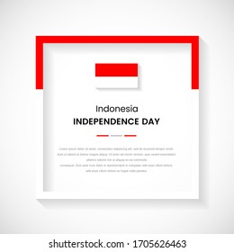 Abstract Indonesia flag square frame stock illustration. Modern country frame with text for Independence day of Indonesia