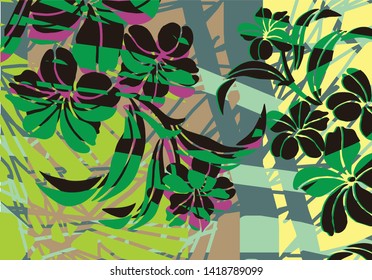 
Abstract Indonesian batik motif design with floral main objects
