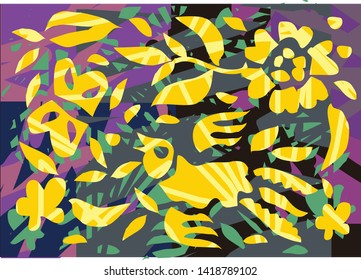 
Abstract Indonesian batik motif design with floral main objects