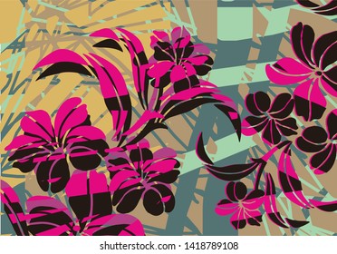 
Abstract Indonesian batik motif design with floral main objects