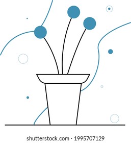 Abstract indoor potted flower. Vector Plant, interior item
