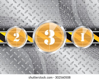 Abstract industrial background with countdown timer and tire track