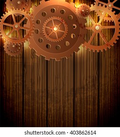 Abstract industrial background with gears  in the style of steampunk. Vector illustration.