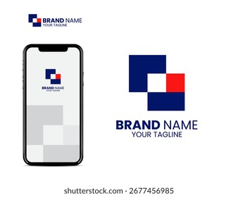 modelo de design de logotipo quadriculado industrial abstrato