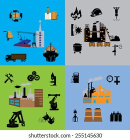 Abstract Industrial Factory, Manufacture Building or Power Plant. Vector Graphics