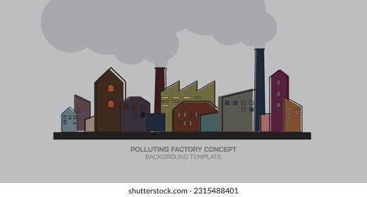 Abstract industrial factory vector illustration. Manufacturing building flat design. Polluting factory concept.