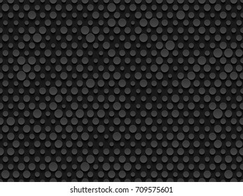 Abstract industrial realistic embossing volume cylinder endless texture, depressed circles background, 3d geometric seamless pattern. Round dot cyber backdrop. Digital futuristic techno vector.