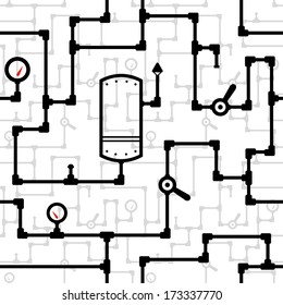 Abstract industrial seamless pattern with black and gray pipes