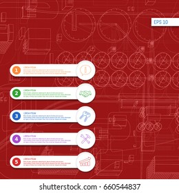 Abstract industrial thin line background with info graphics. Template for your design works. Vector illustration.