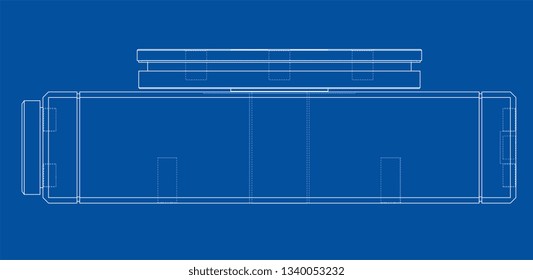 Abstract industry object concept. Vector rendering of 3d. Wire-frame style. The layers of visible and invisible lines are separated