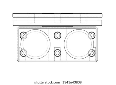 Abstract industry object concept. Vector rendering of 3d. Wire-frame style. The layers of visible and invisible lines are separated