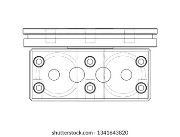 Abstract industry object concept. Vector rendering of 3d. Wire-frame style. The layers of visible and invisible lines are separated