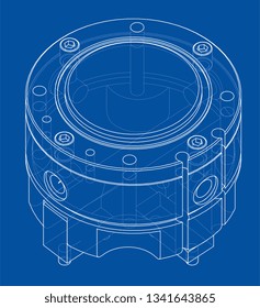 Abstract industry object concept. Vector rendering of 3d. Wire-frame style. The layers of visible and invisible lines are separated