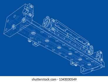 Abstract industry object concept. Vector rendering of 3d. Wire-frame style. The layers of visible and invisible lines are separated