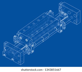 Abstract industry object concept. Vector rendering of 3d. Wire-frame style. The layers of visible and invisible lines are separated