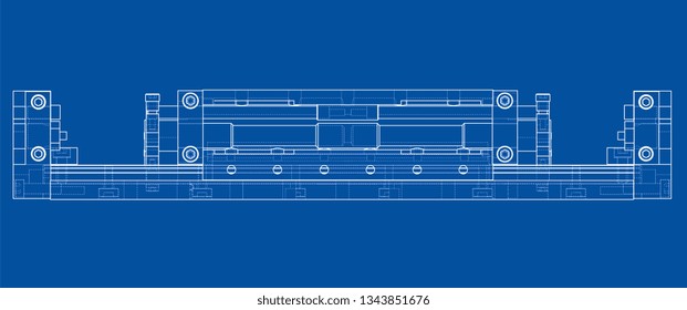 Abstract industry object concept. Vector rendering of 3d. Wire-frame style. The layers of visible and invisible lines are separated