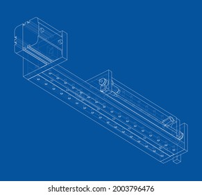 Abstract industry object concept. Vector rendering of 3d. Wire-frame style. The layers of visible and invisible lines are separated