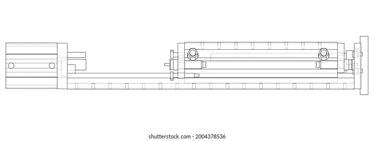 Abstract industry object concept. Vector rendering of 3d. Wire-frame style. The layers of visible and invisible lines are separated
