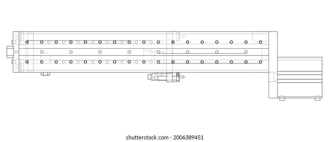 Abstract industry object concept. Vector rendering of 3d. Wire-frame style. The layers of visible and invisible lines are separated