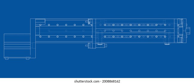 Abstract industry object concept. Vector rendering of 3d. Wire-frame style. The layers of visible and invisible lines are separated