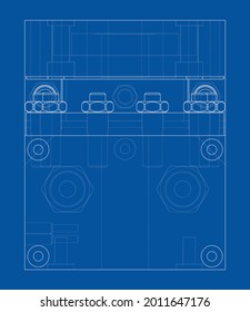 Abstract industry object concept. Vector rendering of 3d. Wire-frame style. The layers of visible and invisible lines are separated