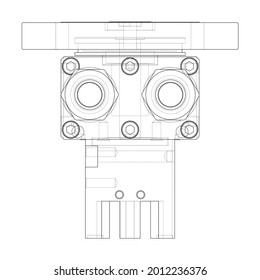 Abstract industry object concept. Vector rendering of 3d. Wire-frame style. The layers of visible and invisible lines are separated