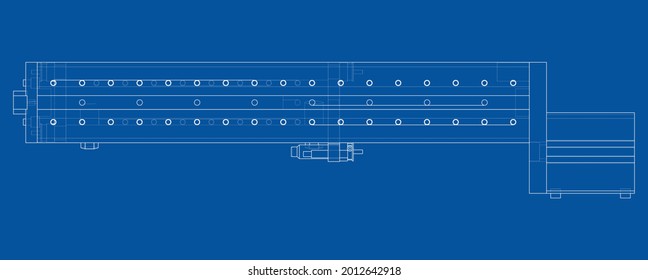 Abstract industry object concept. Vector rendering of 3d. Wire-frame style. The layers of visible and invisible lines are separated